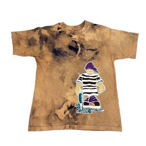Vintage Tie Dye Large Brown Skater Brown Large Cartoon Spray Paint Graffiti